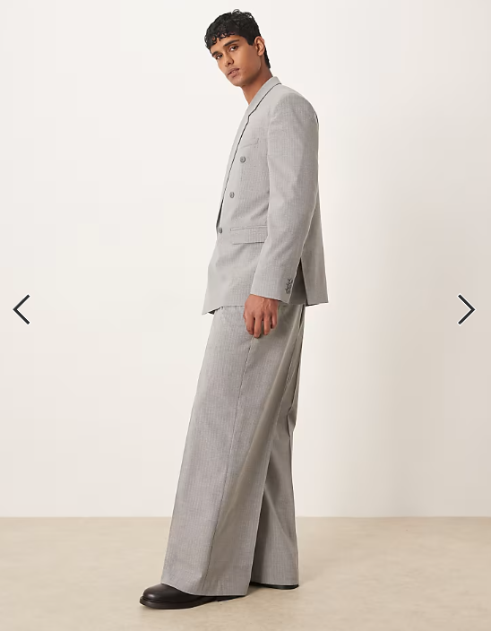 ASOS DESIGN loose suit trousers in grey pinstripe