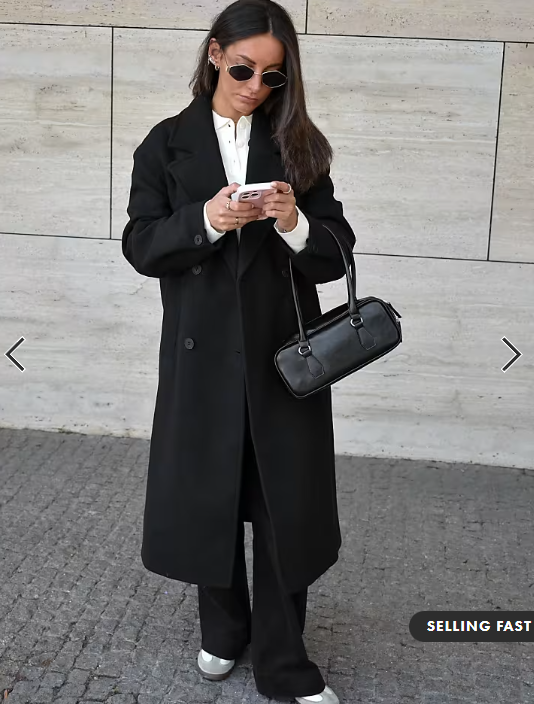 Bershka Long soft coat in black