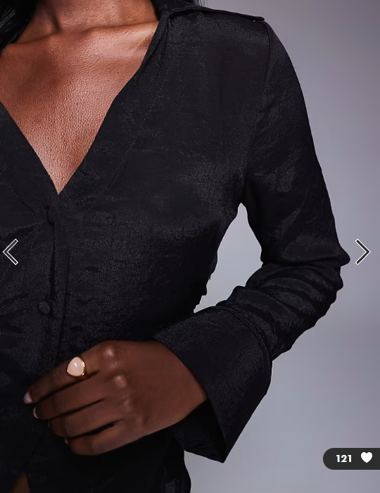 Asos - sheer crinkle long sleeve shirt black