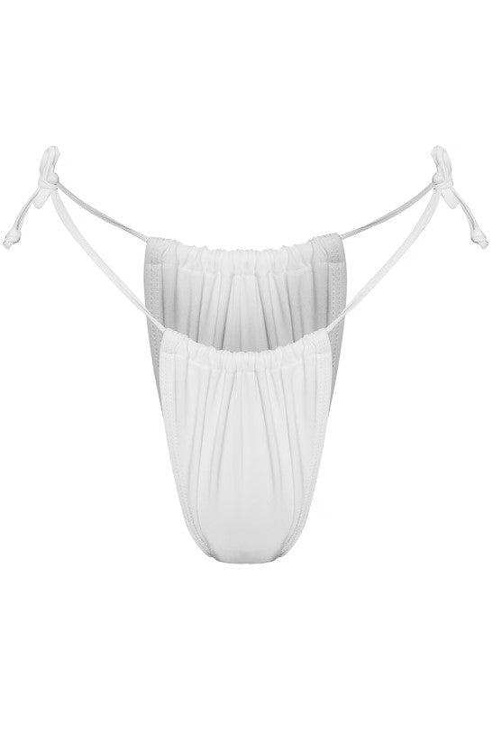 White Mix & Match Mini Ruched Tie Side Bikini Bottoms