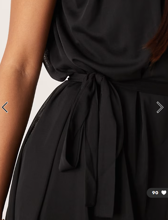 Vila tie waist chiffon mini dress in black