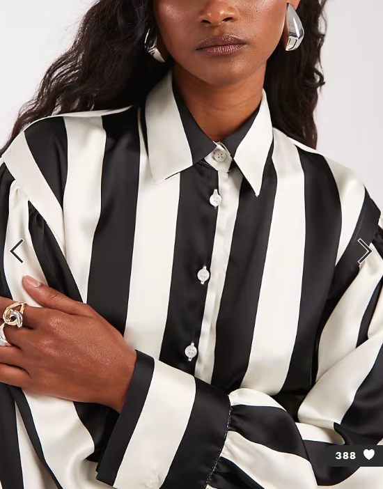 ASOS DESIGN satin oversized shirt in black stripe