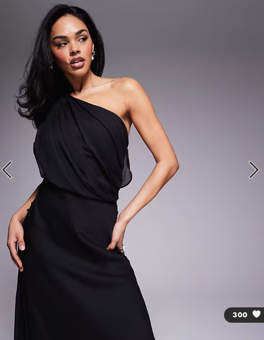 ASOS DESIGN one shoulder draped maxi dress in black