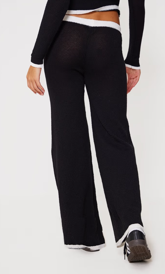 Plt - Monochrome Towel Knitted Contrast Detail Trousers