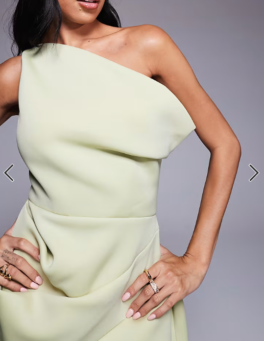 ASOS DESIGN slouch neckline cinched waist mini dress in green in scuba-style fabric