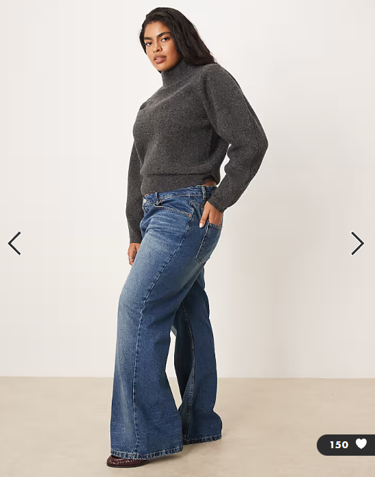 ASOS DESIGN Curve relaxed flare jean in dark midwash