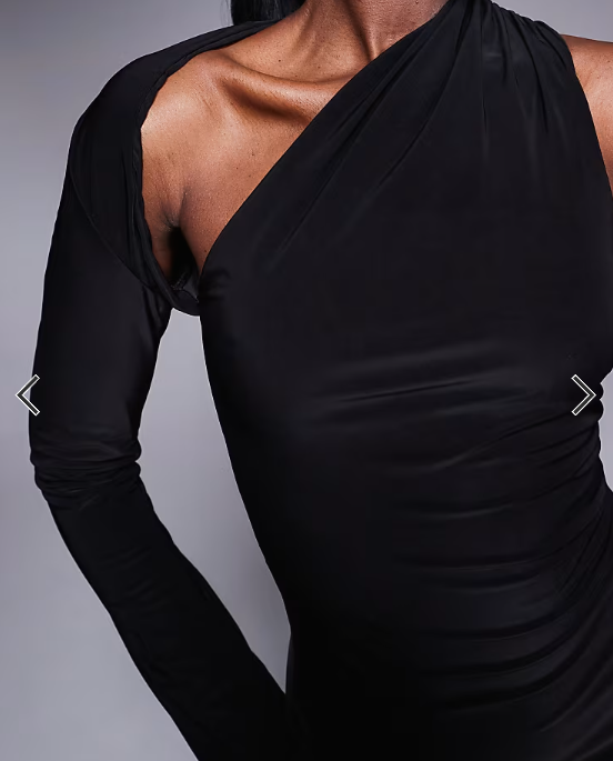 Fashionkilla double sculpted slinky one sleeve mini dress in black