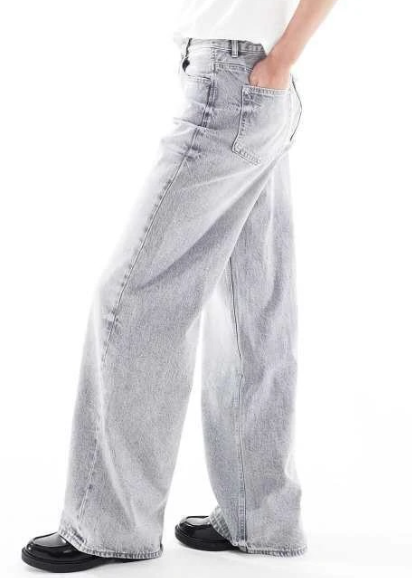 Asos - Stradivarius Women’s Stradivarius Tall D88 baggy jean in light grey wash