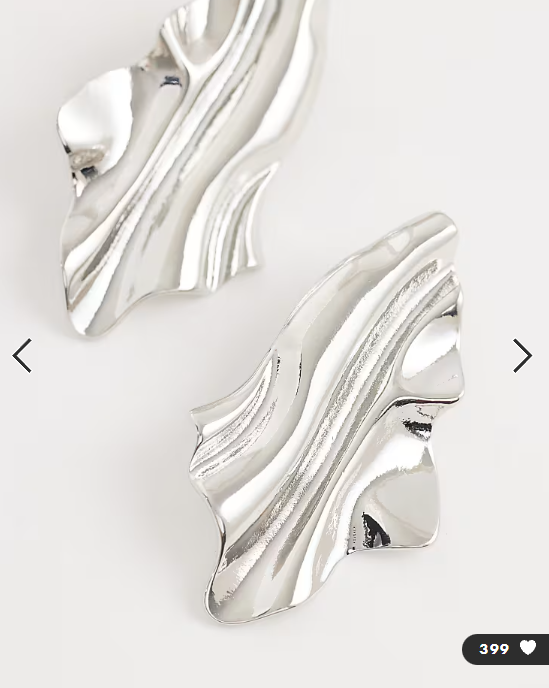 ASOS DESIGN earrings in natural shape in silver tone