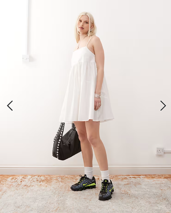 COLLUSION cami mini smock dress in white
