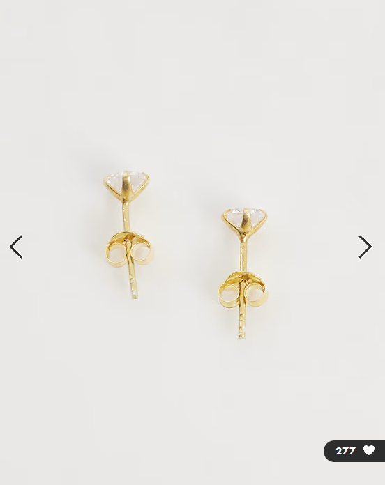 Kingsley Ryan gold plate 5mm gemset round stud