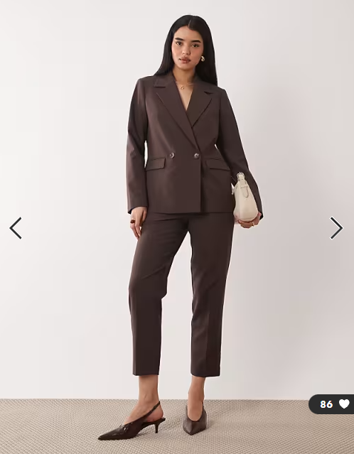 Nobody's Child wool feel tailored cigarette trouser co-ord chocolate brown