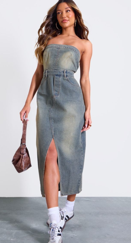 Plt - Vintage Wash Bandeau Midaxi Dress