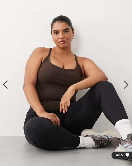 4505 Curve Icon soft touch yoga cami with inner bra and adjustable straps in chocolate - BROWN