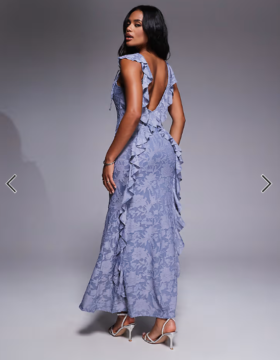 ASOS DESIGN ruffle cami strap maxi dress in blue