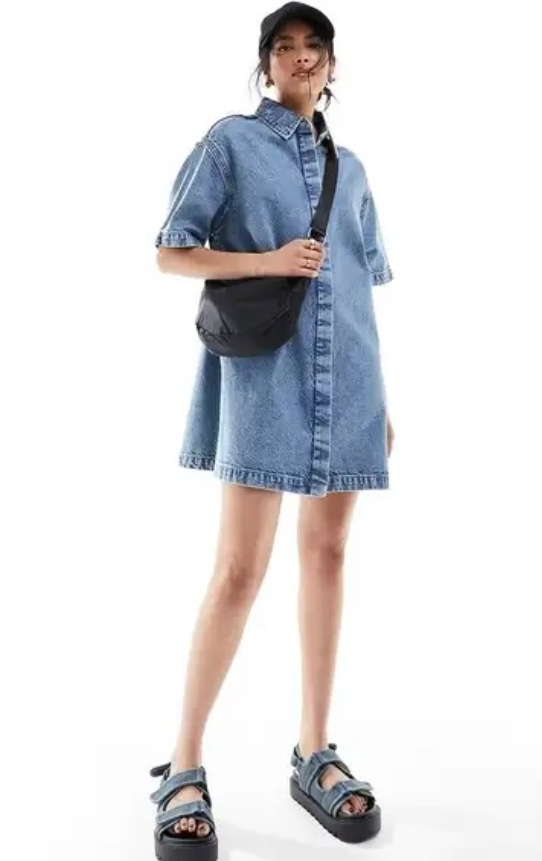 Asos - mid wash denim mini dress
