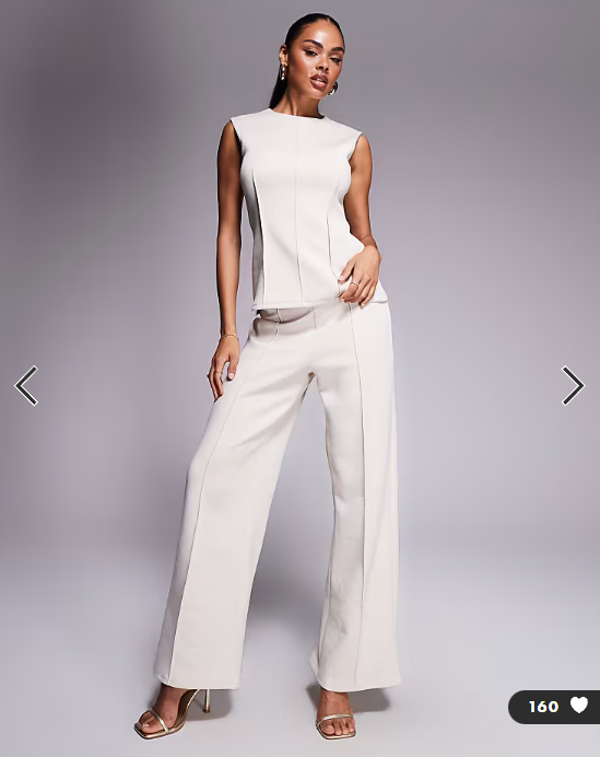 ASOS DESIGN co-ord soft seamed peplum top in cream