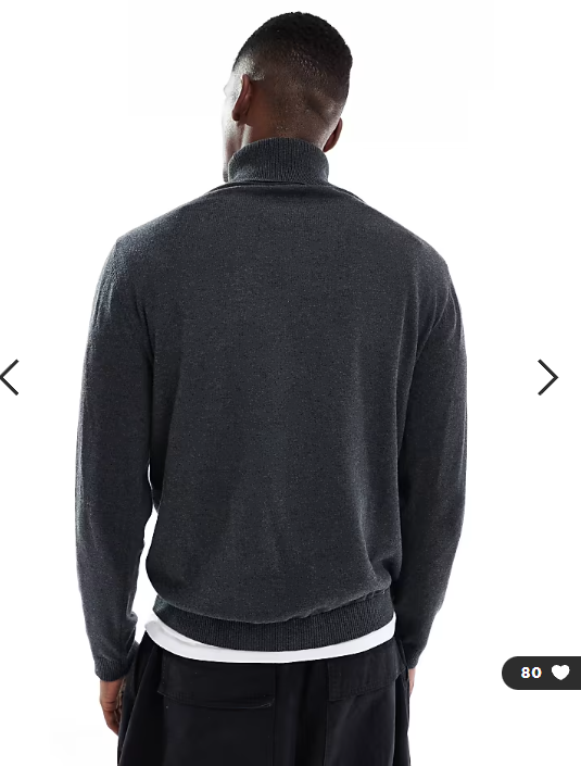 Jack & Jones roll neck jumper in dark grey