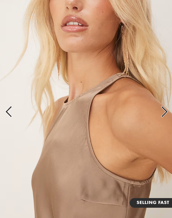 Vila - racer satin midi dress in fossil