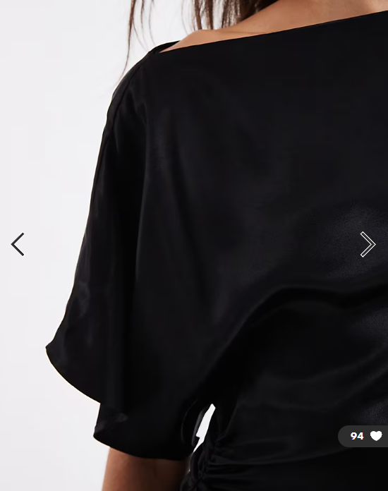 ASOS DESIGN satin cape asym midi dress in black