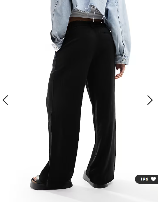 ASOS DESIGN relaxed straight leg trousers with linen in black