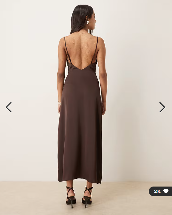 Vila satin cowl neck maxi dress in chocolate brown