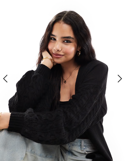 Threadbare cable knit longline cardigan in black