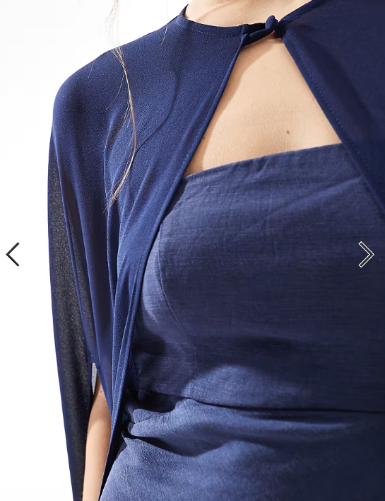 TFNC Bridesmaids chiffon maxi cape in navy