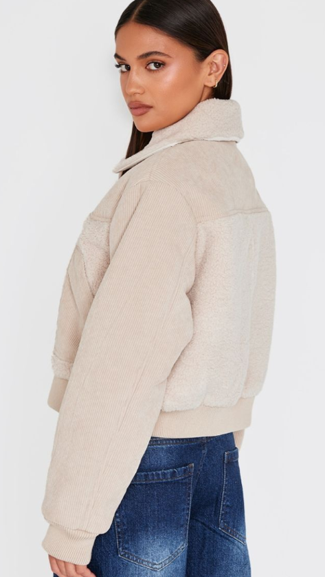 Plt - Cream Corduroy Borg Jacket
