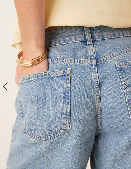 ASOS DESIGN denim short with scallop edge detail in mid blue
