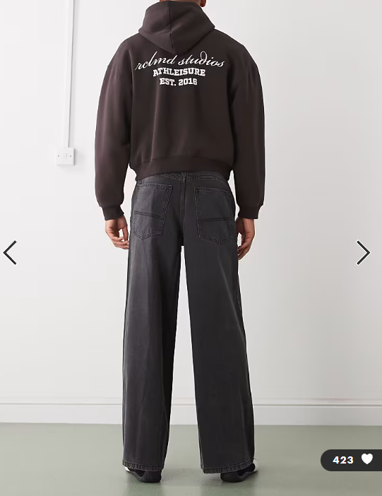 COLLUSION X003 wide leg mid rise jean in washed black