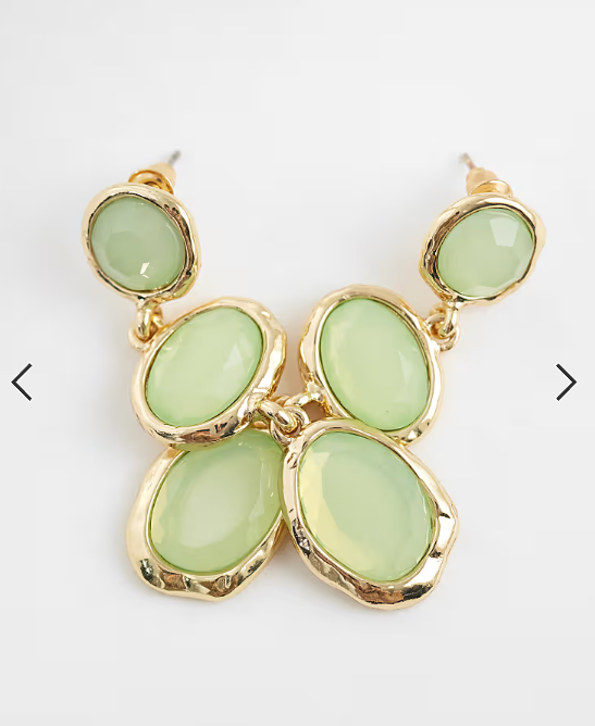 Accessorize triple gem drop earrings in light green