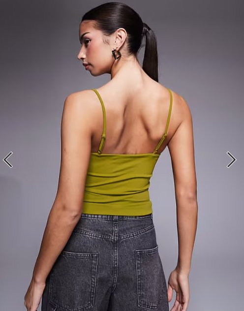 ASOS DESIGN Sculpting cropped cami top in green