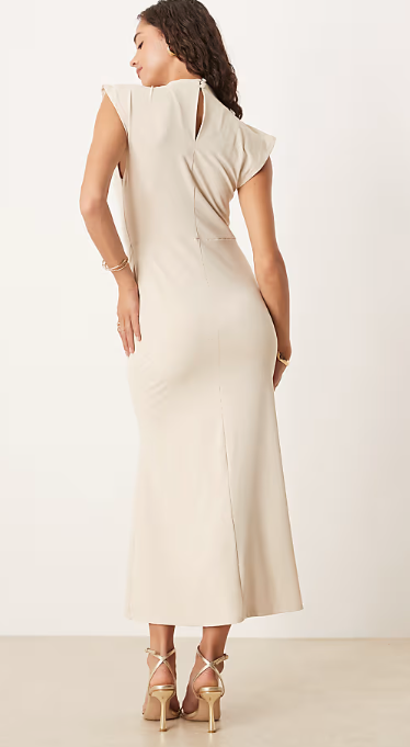 ASOS DESIGN premium drape front midi dress in black