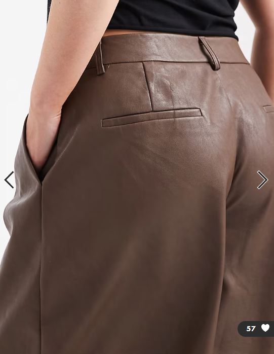 ASOS DESIGN Curve leather look longline pleat front safari shorts in brown