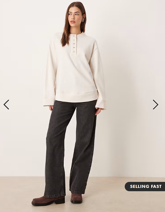 ASOS DESIGN supersoft oversized henley jumper in cream