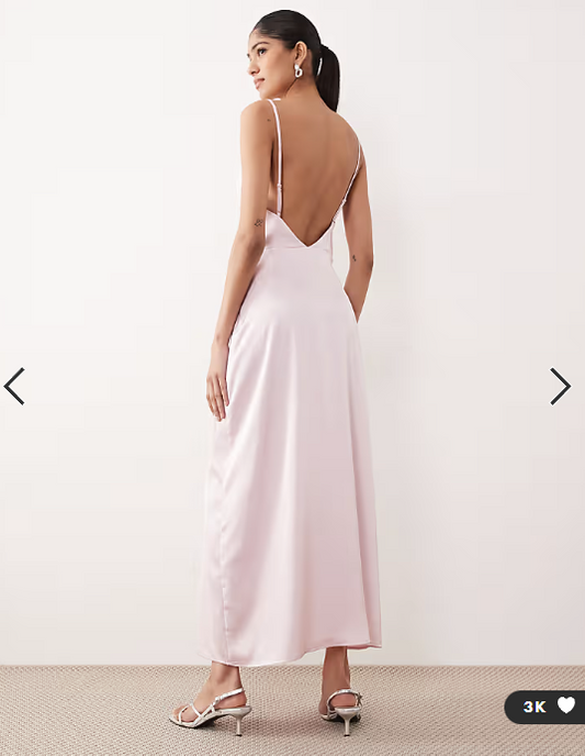 Vila satin cowl neck cami maxi dress in cherry blossom