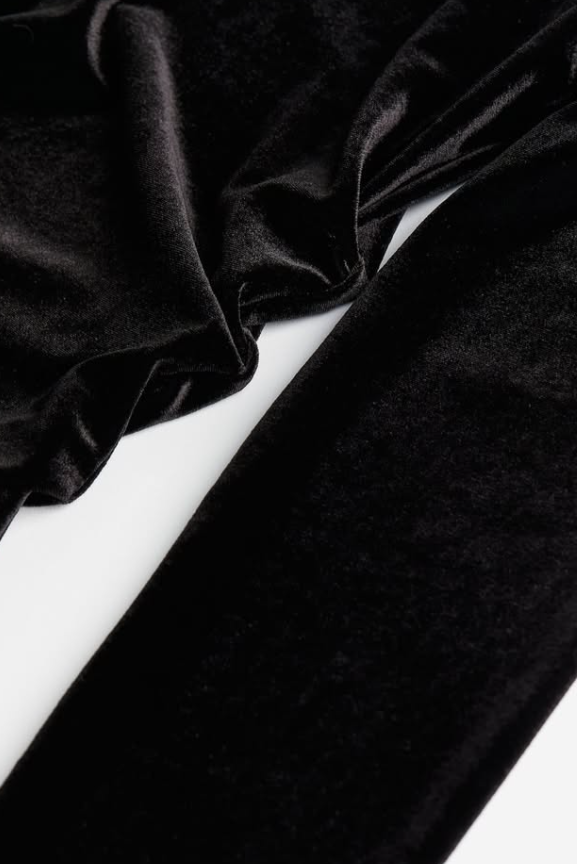 H&M - FITTED VELOUR DRESS- Black