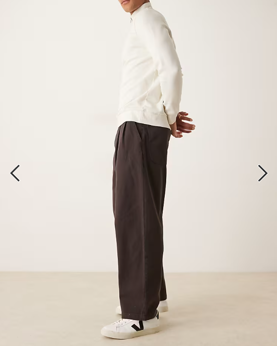 ASOS DESIGN loose trousers in brown with double pleats