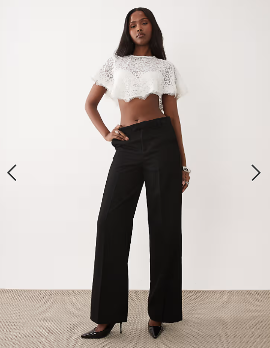 ASOS DESIGN lace trim cape top in white