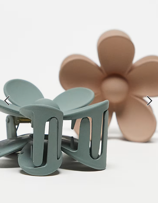 Pieces flower 2-pack hair claw clip in neutral and sage