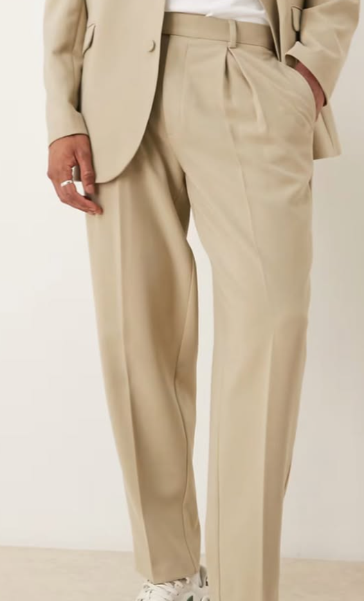 Asos - Oversized tapered suit trousers suit trousers in stone