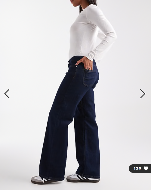 ONLY Judy low rise wide leg jeans in dark blue rinse