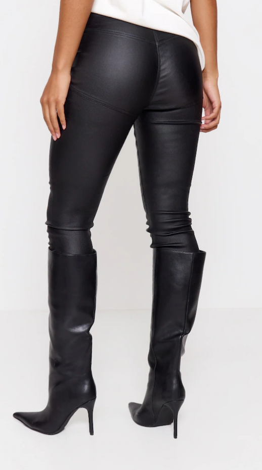 Black Hourglass Coated Skinny Jeans