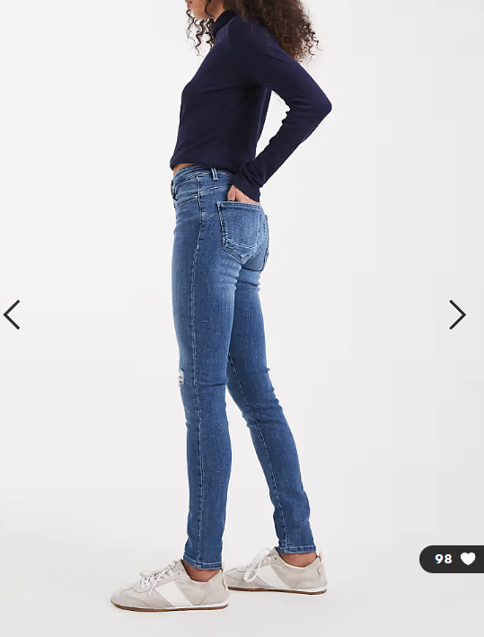 ONLY push up skinny jeans in mid blue