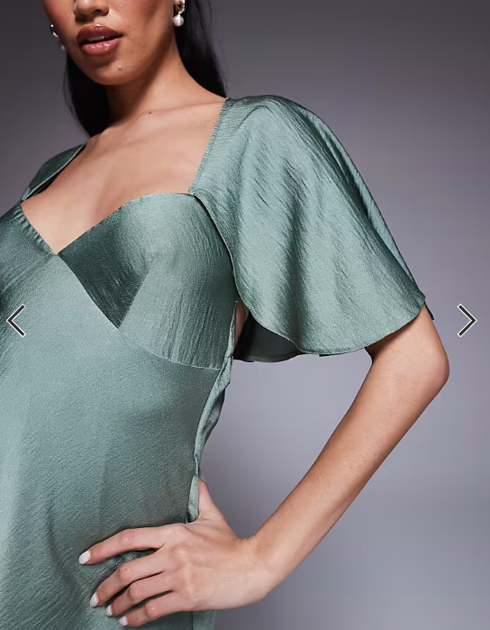 Asos Design - Cape Flutter Detail Mini Satin Dress