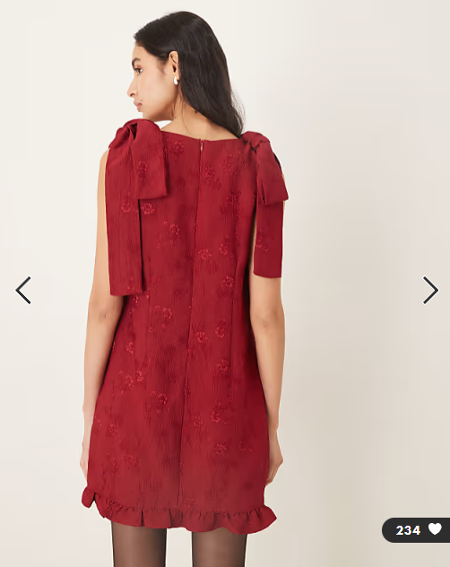 Sister Jane v neck bow shoulder mini dress with ruffle hem in berry red