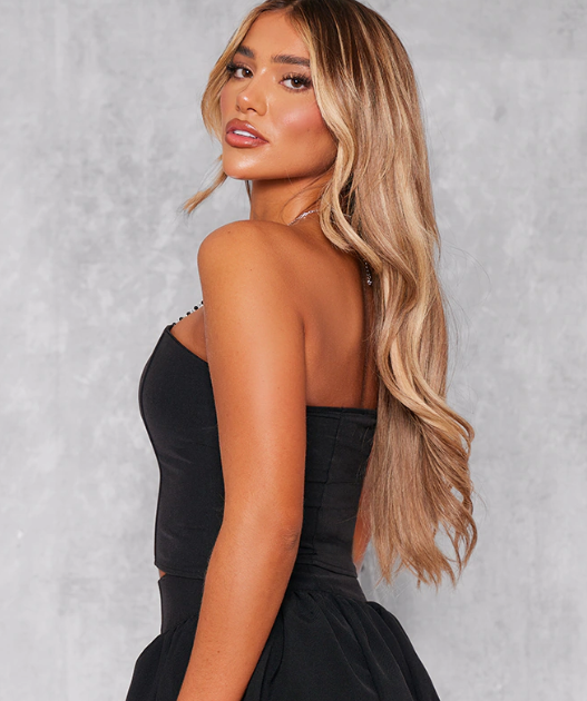 Black Woven Bandeau Corset Top