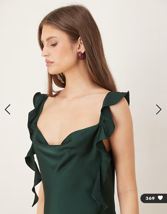 Vila cowl neck satin maxi dress with draping frill straps in scarab green