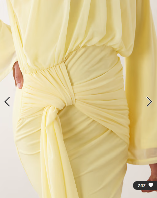 ASOS DESIGN stretch chiffon high neck blouson mini dress in lemon